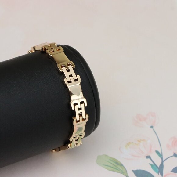 "Rose Gold Polished Link Bracelet in 19cm Gold Plated Brass, XPBL0874 - Picture 10 of 13